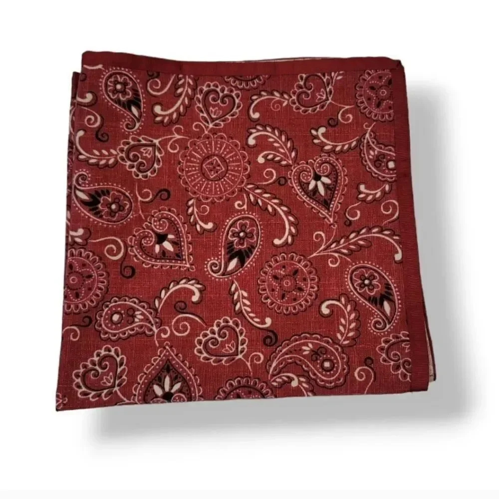 NEW Vintage Handmade 5 PC Red Paisley Handkerchief Cloth Dinner Napkins